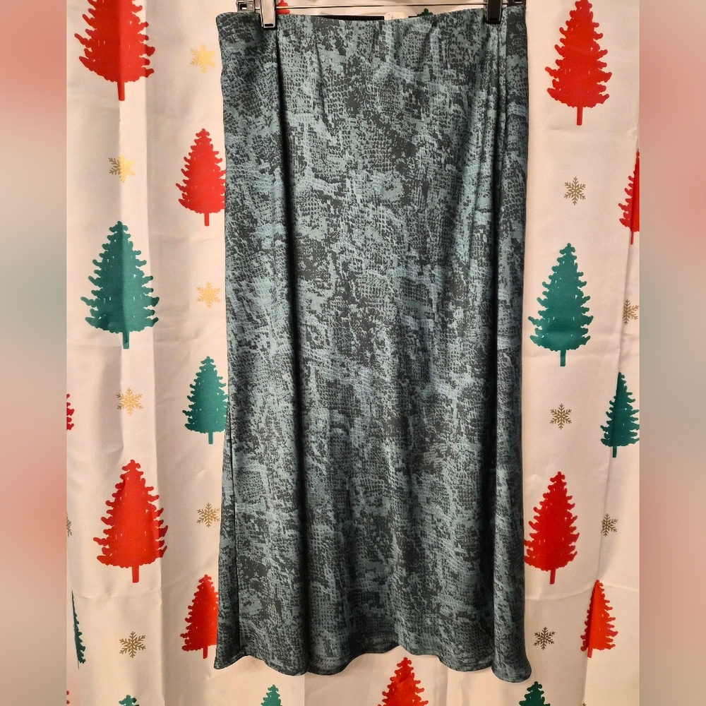 A New Day Teal Patterned Maxi Skirt
